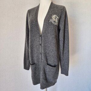 Vintage Ralph Lauren Crest Logo Wool Rabbit Hair Blend Boyfriend Fit Cardigan